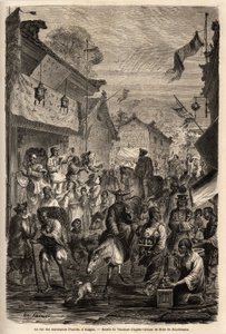 Giyim satıcıları sokağı, Kalgan, Moğolistan. Vaumort (? -1886), Fransa