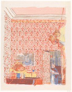 Pembe perdeli iç mekan ben by Edouard Vuillard