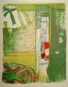 Asılı lambalı iç mekan by Edouard Vuillard