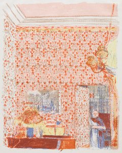 Pembe Duvar Kağıdı I ile İç by Edouard Vuillard