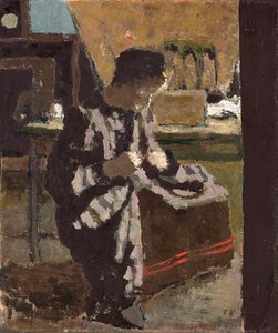 La Couture, c.1893 (gemiye serilmiş kağıt üzerine yağlı boya) by Edouard Vuillard