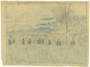 Yürüyüşçülerle manzara: cenaze alayı (?) by Edouard Vuillard