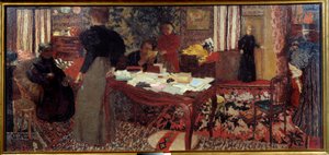 Altı karakterli geniş iç mekan by Edouard Vuillard