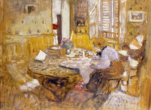 Madame Vuillard Yemek Odasında Okuma, rue Truffaut; Madam Vuillard Odada Kitap mı Okuyor? Yeme, rue Truffant, 1903 by Edouard Vuillard