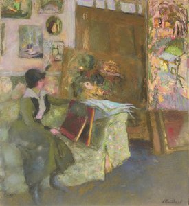 Yeşil Kanepede Model; Yeşil divanlı model, 1915 by Edouard Vuillard