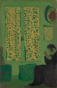 The Green Interior, 1891 (karton üzerine yağ, beşik ahşap üzerine monte edilmiş) by Edouard Vuillard