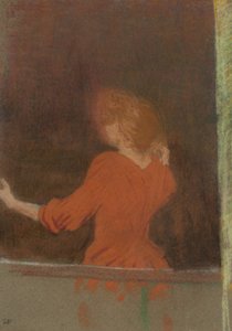 Kırmızılı Kadın, 1890-91 dolayları (karton üzerine pastel) by Edouard Vuillard