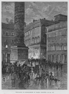 Piazza Colonna'da Devrim Girişimi (gravür) by Edouardo Matania