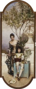 Anne ve Çocuk parkta eskiz çiziyor, 1886