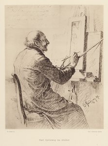 Carl Spitzweg#39;in portresi, Alman Romantik ressam (litho) by Eduard von (after) Grutzner