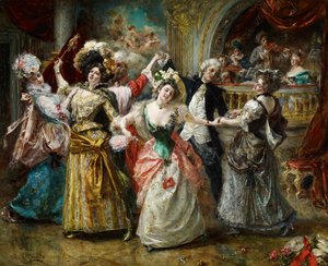 The Beau at the Soiree - Garrido, Eduardo Leon (1856-1949) - Ahşap üzerine yağlı boya - 80,5x100 - Museo Carmen Thyssen, Malaga