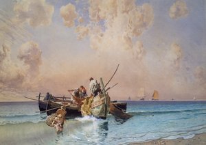 Balıkçılıktan dönüş, Eduardo Dalbono (1841-1915), tuval üzerine yağlı boya, 53x73 cm