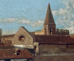 Teras, Edoardo Dalbono (1841-1915), panel üzeri yağlı boya, 45x30 cm. Detay. by Eduardo Dalbono