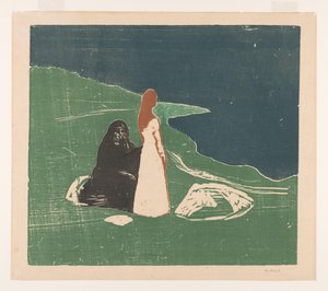 Kıyıda İki Kadın (orijinal başlık) by Edvard Munch (signed by artist)