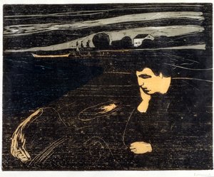 Akşam, Melankoli: Sahilde (Abend, Melancholie am Strand) (tahta baskı) by Edvard Munch