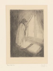 Pencere kenarında gecelikli kız Penceredeki Kız (orijinal başlık) by Edvard Munch