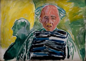 Çizgili bir kazak giyen otoportre by Edvard Munch