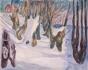 Ev ile kış manzarası by Edvard Munch