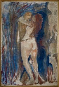 Genç Kız ve Ölüm (tuval üzerine resim) by Edvard Munch