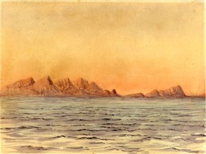 Sunset, Simons Bay, Güney Afrika (kağıt üzerinde wc) by Edward Adrian Wilson