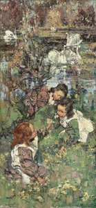 kızlar ve kuğular by Edward Atkinson Hornel