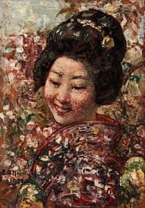 Japon Kız (panelde yağlı boya)
