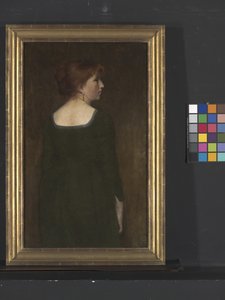 Genç Bir Kadının Portresi, yaklaşık 1887 (tuval üzerine yağlıboya) by Edward August Bell