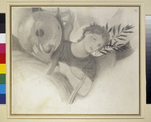 Yaratılış Günlerinde Baş Etmek, c. 1871 - 1875 (kirli beyaz kağıt üzerinde grafit ve siyah tebeşir) by Edward Burne Jones