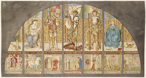 Güllerin Savaşları - Edward IV, Henry VI, Alegori ile Aziz George by Edward Burne Jones