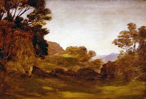 Ormanlık Bir Peyzajdan Geçen Bir Yol (gemide petrol) by Edward Calvert