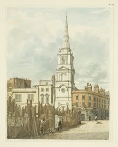 Yeni Konsey Evi binasından temizlenen site ile Borsadan Christ Church (kağıt üzerine kalem ve suluboya) by Edward Cashin