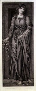 Flora, Eugene Gaujean (1850-1900) pub tarafından oyulmuş. Thomas Agnew & Sons tarafından by Edward Coley (after) Burne Jones