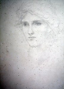 Baş Çalışması - Bessie Keane, c.1898 (kağıt üzerine kurşun kalem) by Edward Coley Burne Jones