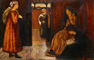 Figürlü iç mekan (kağıt üzerine sulu boya) by Edward Coley Burne Jones