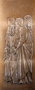 Küçük Çocukların Bana Gelmesi İçin Acı Çekin (kağıt üzerinde siyah beyaz tebeşir) by Edward Coley Burne Jones