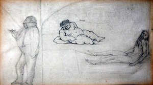 William Morris ve Buhar Banyosunda Sanatçı, 1890 dolayları (kağıt üzerine kurşun kalem) by Edward Coley Burne Jones