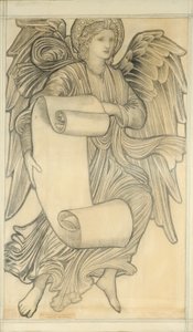 Parşömenli Melek - yedi numara, 1880 (kağıt üzerinde tebeşir) by Edward Burne Jones