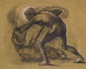 Aziz George ve Ejderha (kağıt üzerine kurşun kalem) by Edward Burne Jones