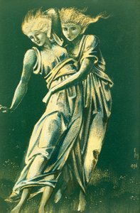 Kucaklayan dans eden figürlerin incelenmesi: Metal için bir tasarım by Edward Burne Jones