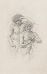 "Arthur in Avalon" için iki çıplak erkek çalışması, c. 1885