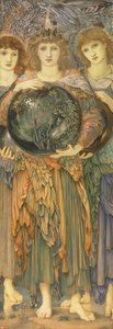 Yaratılış Günleri: Üçüncü Gün, 1870-76 (keten kaplı panel üzerine wc, guaj, kabuk altın ve platin boya) by Edward Burne Jones