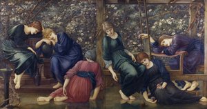 The Garden Court, Briar Rose Serisinden, 1894 dolayları (tuval üzerine yağlı boya) by Edward Burne Jones
