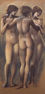 Üç Güzeller, c.1885 (kağıt üzerinde tebeşir) by Edward Burne Jones