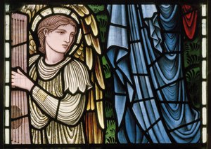 Wilden, All Saints, Morris & Co., Edward Burne-Jones, John Henry Dearle (1859-1932), Cennetin Melekleri, Melek Müzisyenler, detay, 1902-1914, Louisa, Alfred, The Baldwins, Başbakan, Metodist, Wo