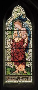 Wilden, All Saints, Morris & Co., Edward Burne-Jones, John Henry Dearle (1859-1932), Tyhe Minstrel Angel, 1902-1914, Louisa, Alfred, The Baldwins, Başbakan, Metodist, Worcestershire, Arts & Cra