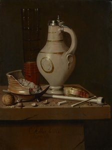 Sigara mutfak eşyaları ve bira bardağı ile natürmort, 1664