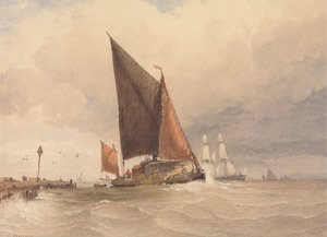 Denizde Yelkenli Mavna by Edward Duncan
