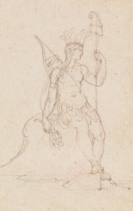 An Alegory of America Carrying the Cap of Liberty, c.1760-1848 (kalem, siyah mürekkep, grafit ve kırmızı tebeşir) by Edward Francis Burney