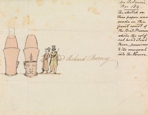 British Museum Courtyard'dan Colossal Head çizimiyle Rev. Richard Burney'e mektup by Edward Francis Burney
