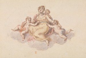 Bulutun Üzerinde Oturan Anne ve Çocuklar by Edward Francis Burney